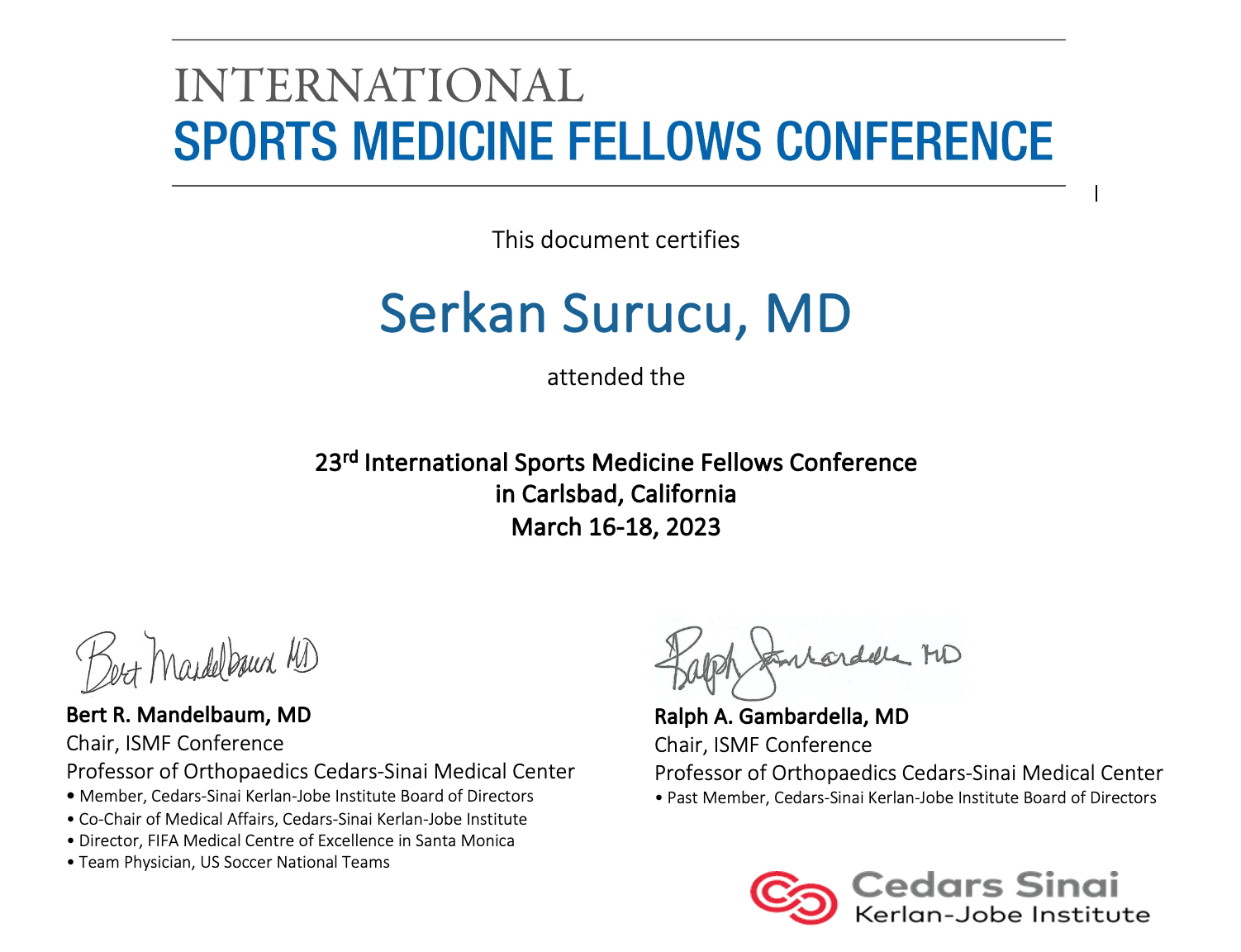 ISMF — Sertifikalar