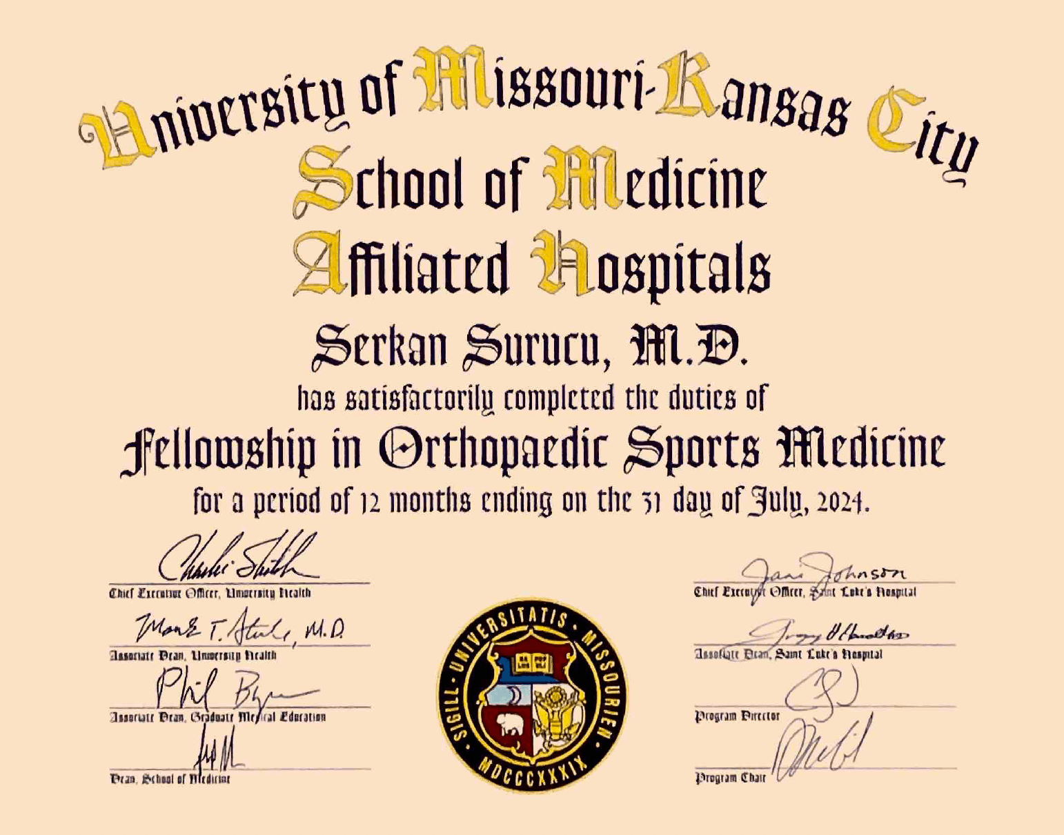 UMKC Diploma — Sertifikalar